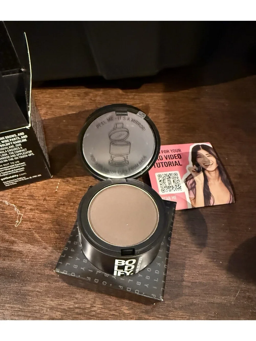 Boldify Hairline Powder Dark Brown .14oz Exp 5/17/28 Hair Product With Mirror